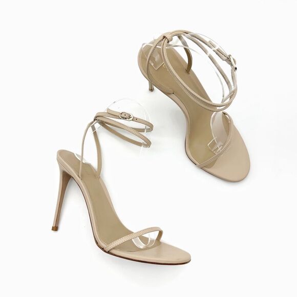 LE SILLA Barely There Beige Strappy Leather Heels Size 39 US 8.5 Sandals - Picture 1 of 12